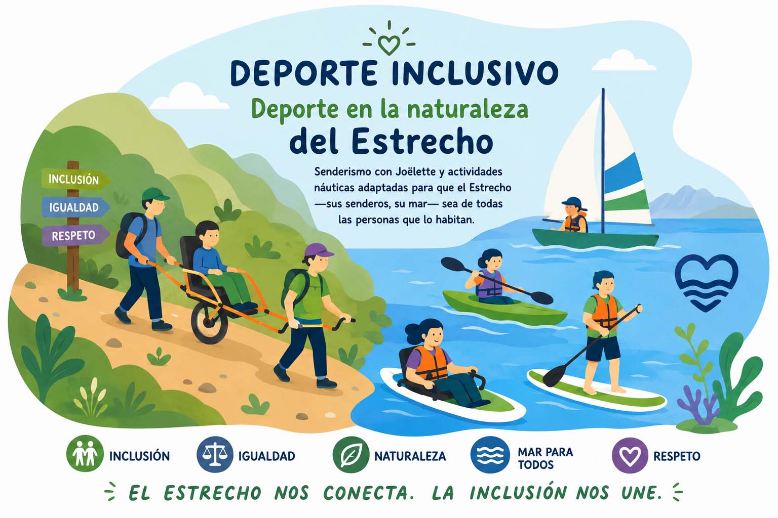 Niñas y niños realizando actividades de deporte en la naturaleza